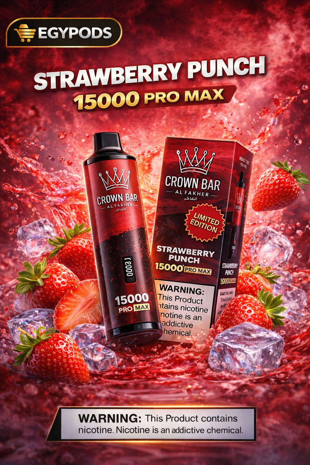 CROWN BAR ALFAKHER STRAWBERRY PUNCH 15000